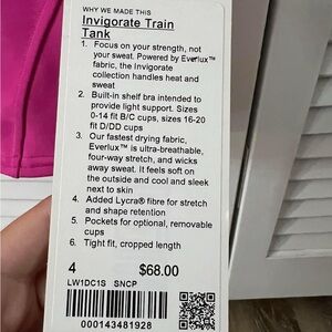 Lululemon Invigorate Train Tank